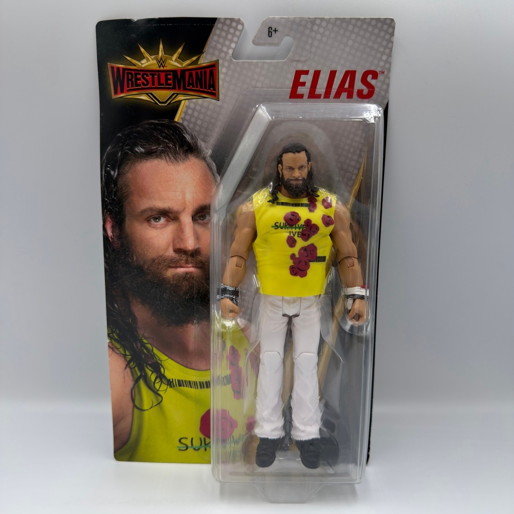 WWE WrestleMania Elias Action Figure Mattel GDB96 Yellow Shirt White Pants 2018